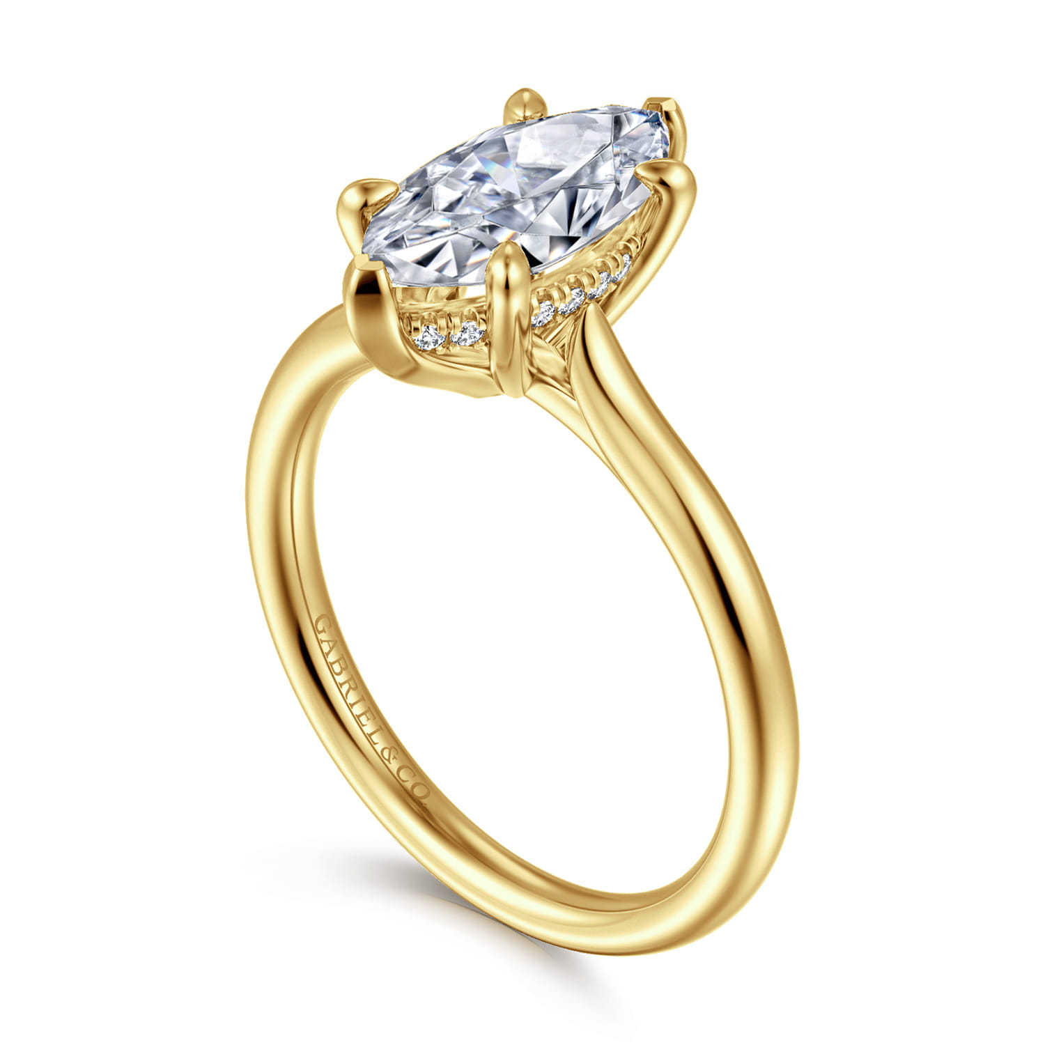 Badia - 14K Yellow Gold Marquise Shape Solitaire Diamond Engagement Ring - 0.06 ct - Shot 3