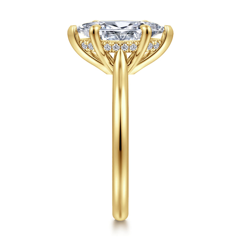 Badia - 14K Yellow Gold Marquise Shape Solitaire Diamond Engagement Ring - 0.06 ct - Shot 4