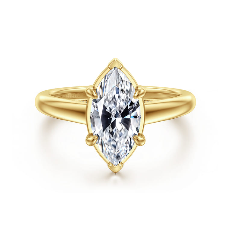 Geo - 14K Yellow Gold Marquise Shape Diamond Engagement Ring - 0.16 ct - Shot 1