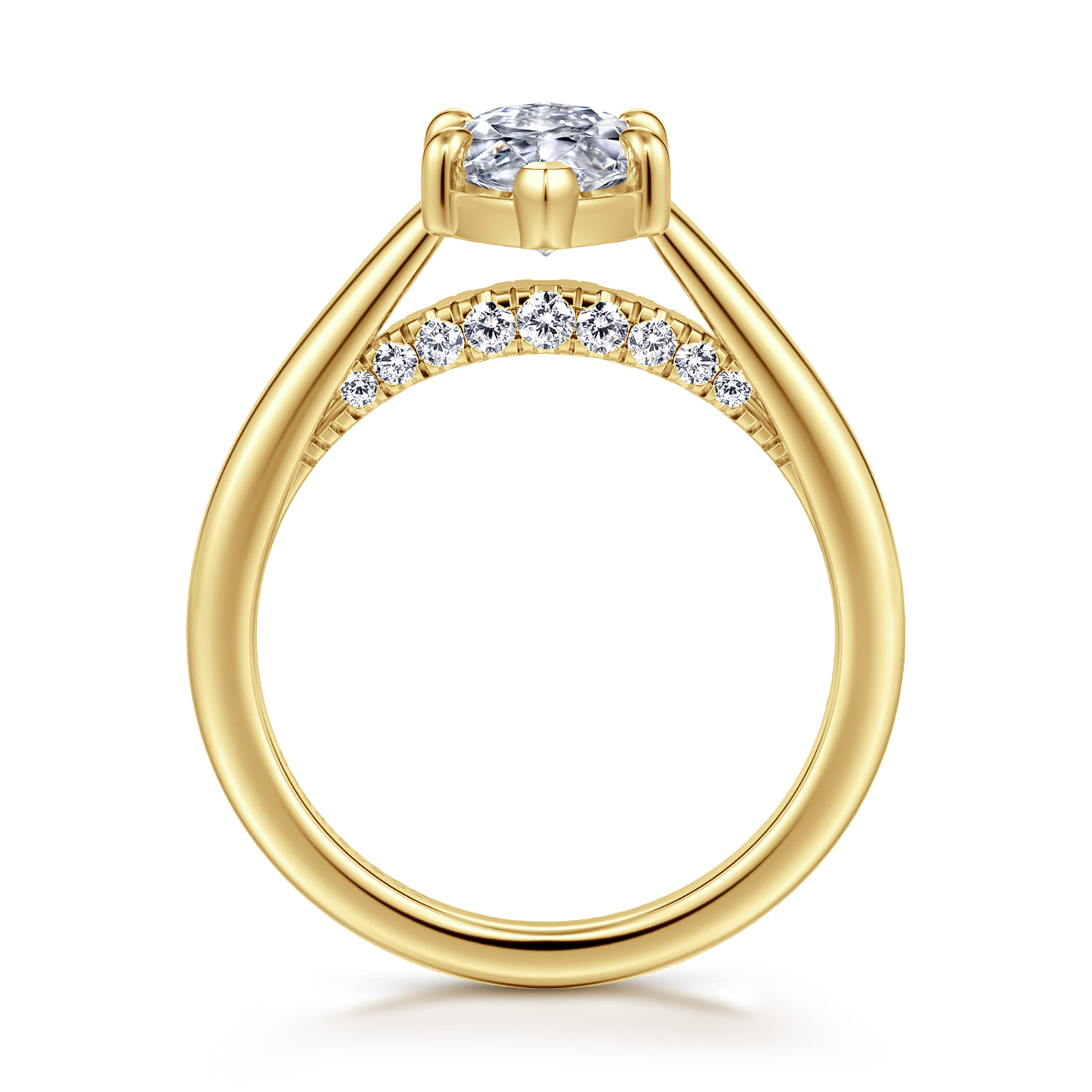 Geo - 14K Yellow Gold Marquise Shape Diamond Engagement Ring - 0.16 ct - Shot 2