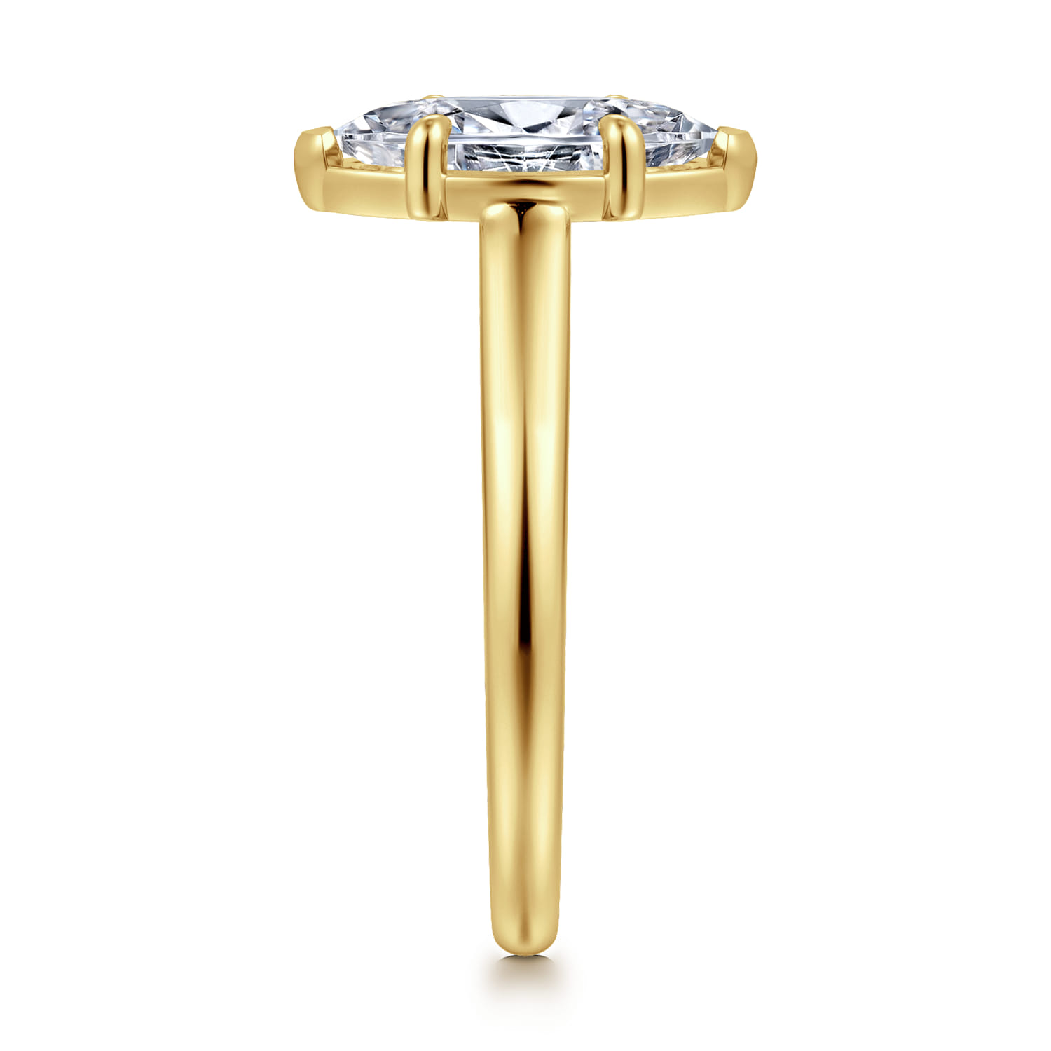 Geo - 14K Yellow Gold Marquise Shape Diamond Engagement Ring - 0.16 ct - Shot 4