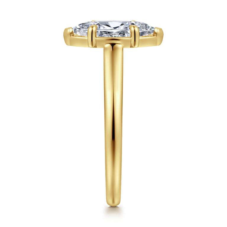 Geo - 14K Yellow Gold Marquise Shape Diamond Engagement Ring - 0.16 ct - Shot 4
