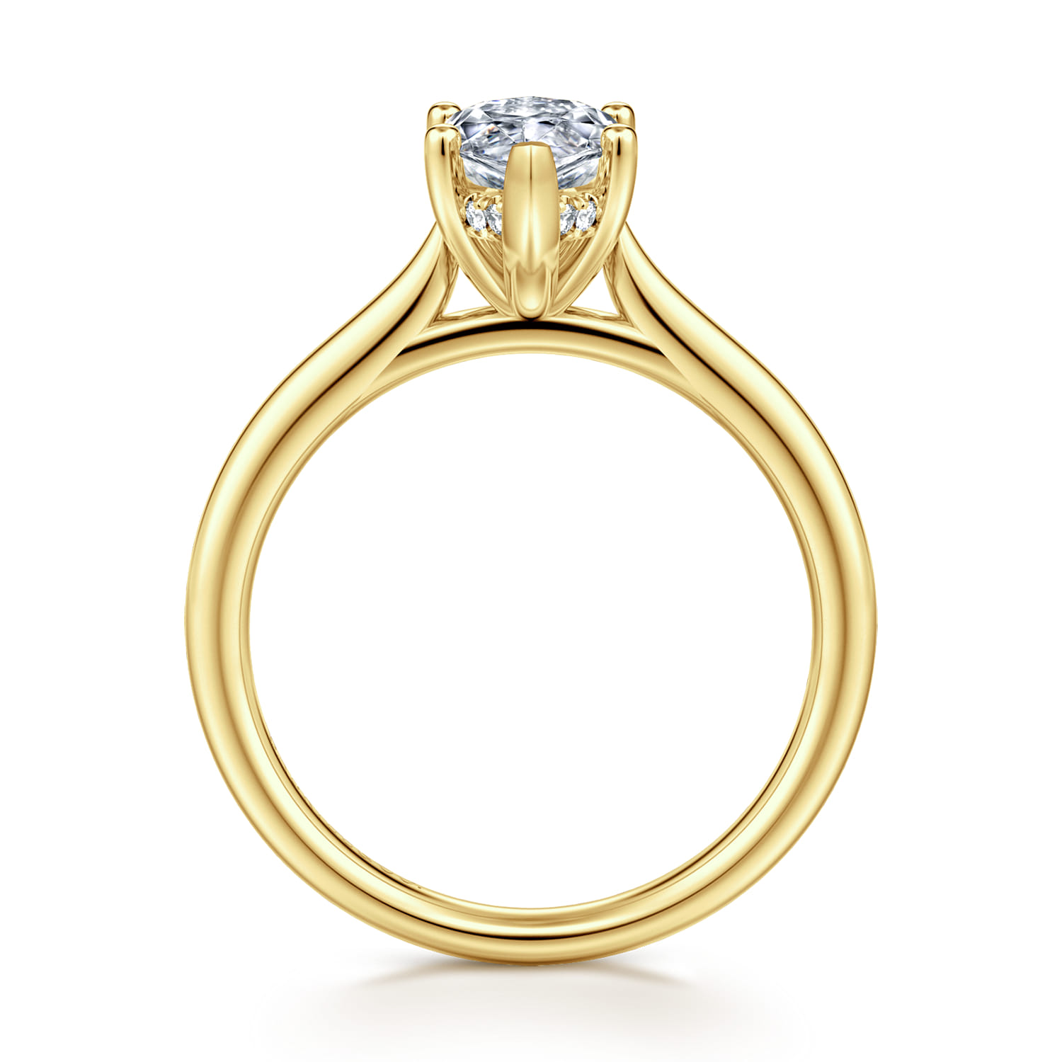 Azucena - 14K Yellow Gold Marquise Shape Solitaire Diamond Engagement Ring - 0.06 ct - Shot 2