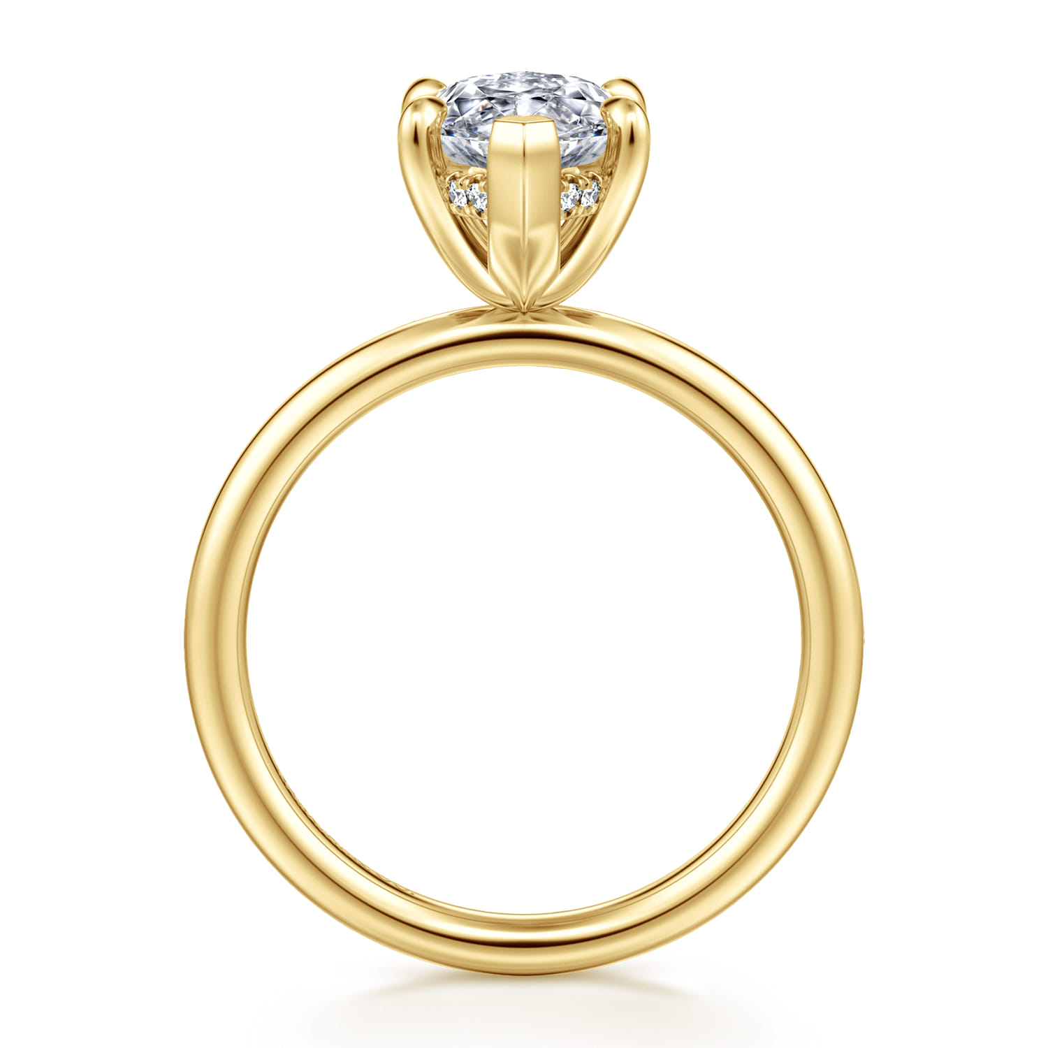 Anuk - 14K Yellow Gold Marquise Shape Diamond Engagement Ring - 0.06 ct - Shot 2
