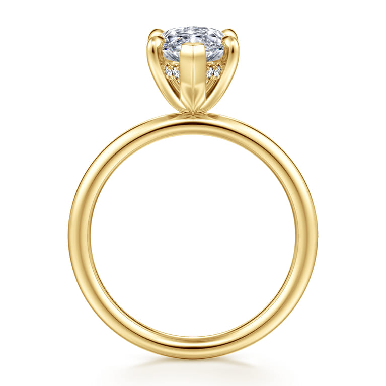 Anuk - 14K Yellow Gold Marquise Shape Diamond Engagement Ring - 0.06 ct - Shot 2