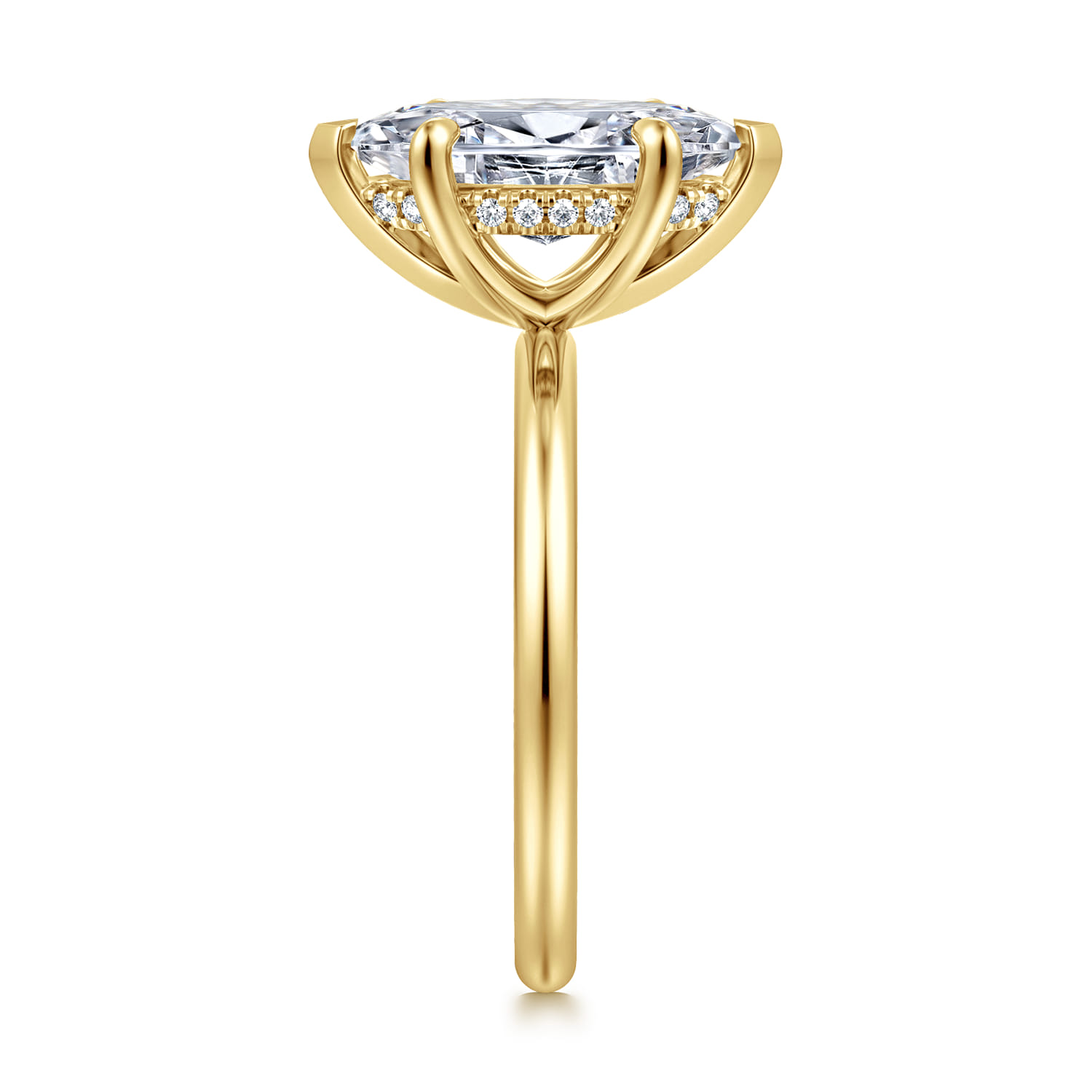 Anuk - 14K Yellow Gold Marquise Shape Diamond Engagement Ring - 0.06 ct - Shot 4