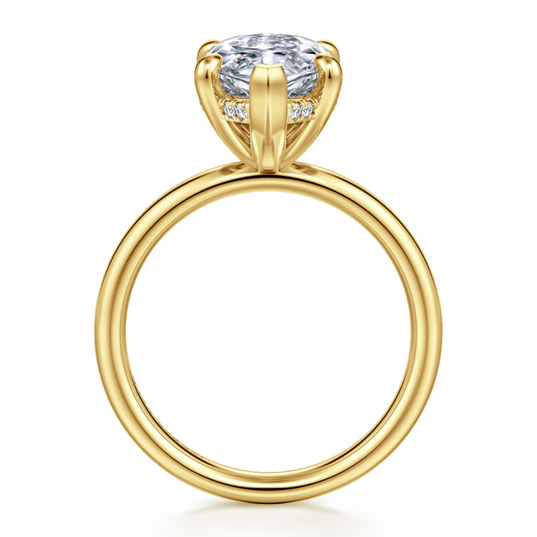 Peace - 14K Yellow Gold Marquise Shape Diamond Engagement Ring - 0.1 ct - Shot 2