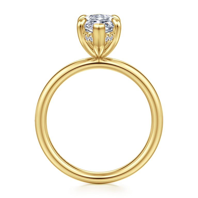 Peace - 14K Yellow Gold Marquise Shape Diamond Engagement Ring - 0.08 ct - Shot 2