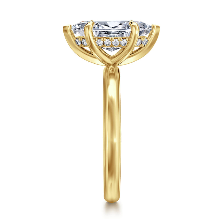 Peace - 14K Yellow Gold Marquise Shape Diamond Engagement Ring - 0.08 ct - Shot 4