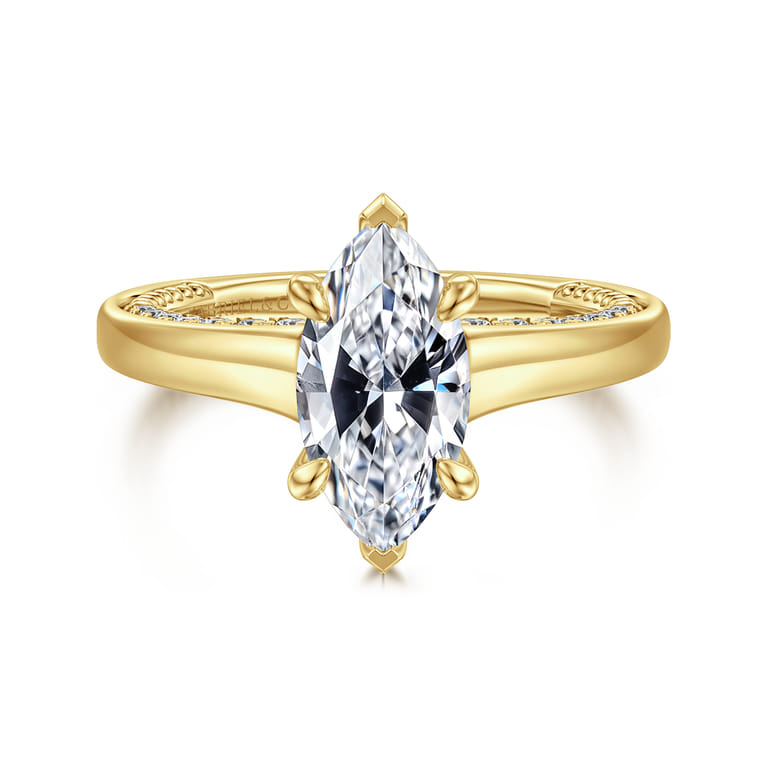 Rosey - 14K Yellow Gold Marquise Shape Diamond Engagement Ring - 0.35 ct - Shot 1