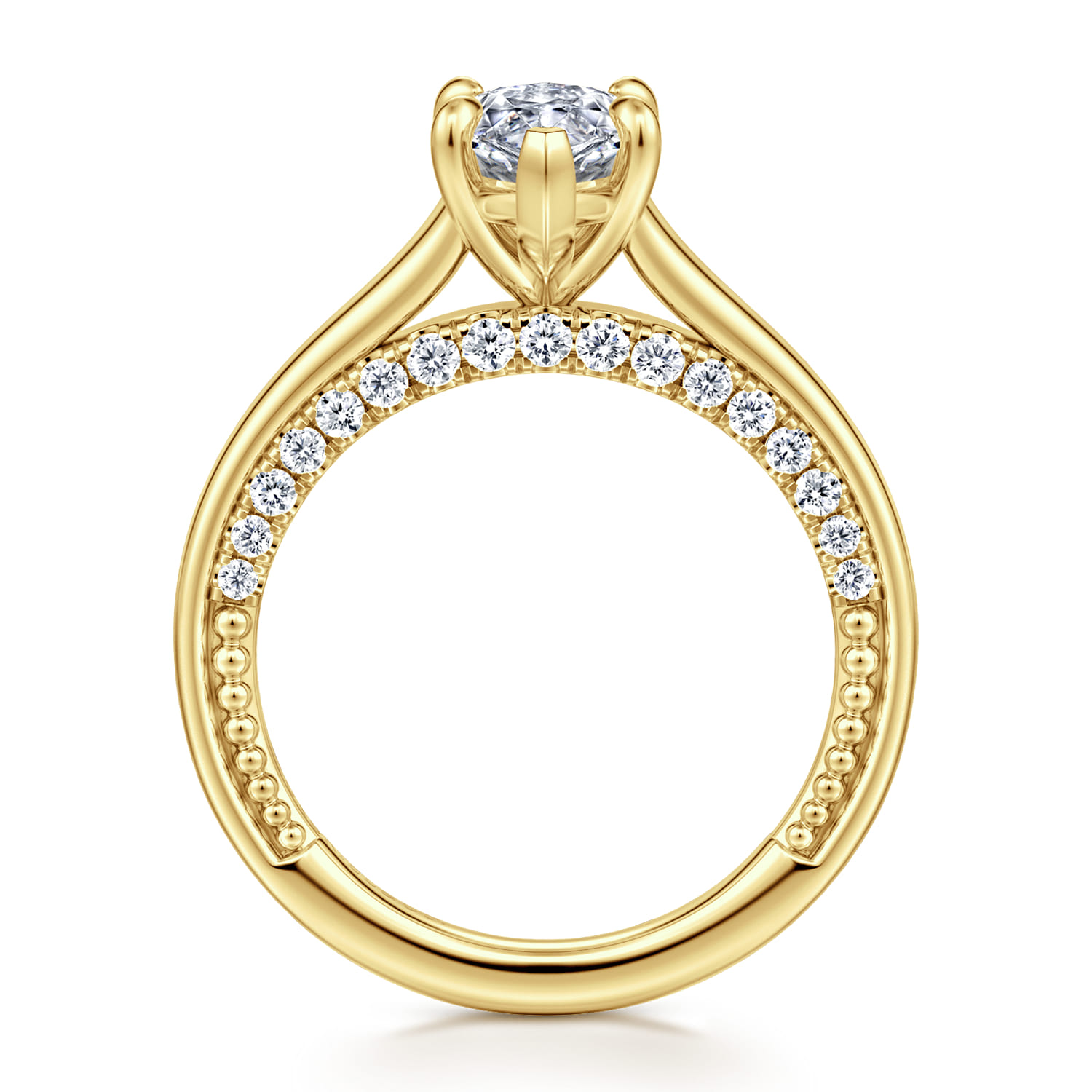 Rosey - 14K Yellow Gold Marquise Shape Diamond Engagement Ring - 0.35 ct - Shot 2