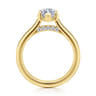 Villa - 14K Yellow Gold Half Bezel Marquise Shape Diamond Engagement Ring - 0.1 ct