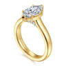 Villa - 14K Yellow Gold Half Bezel Marquise Shape Diamond Engagement Ring - 0.1 ct
