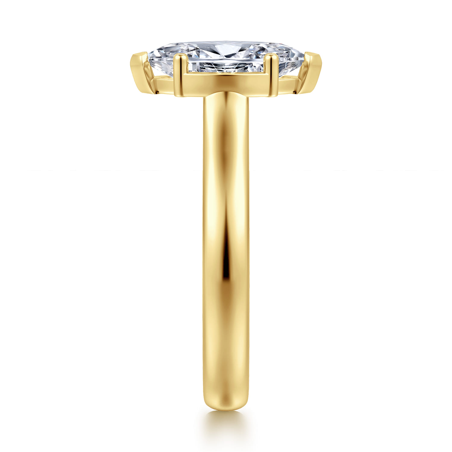 Villa - 14K Yellow Gold Half Bezel Marquise Shape Diamond Engagement Ring - 0.1 ct - Shot 4
