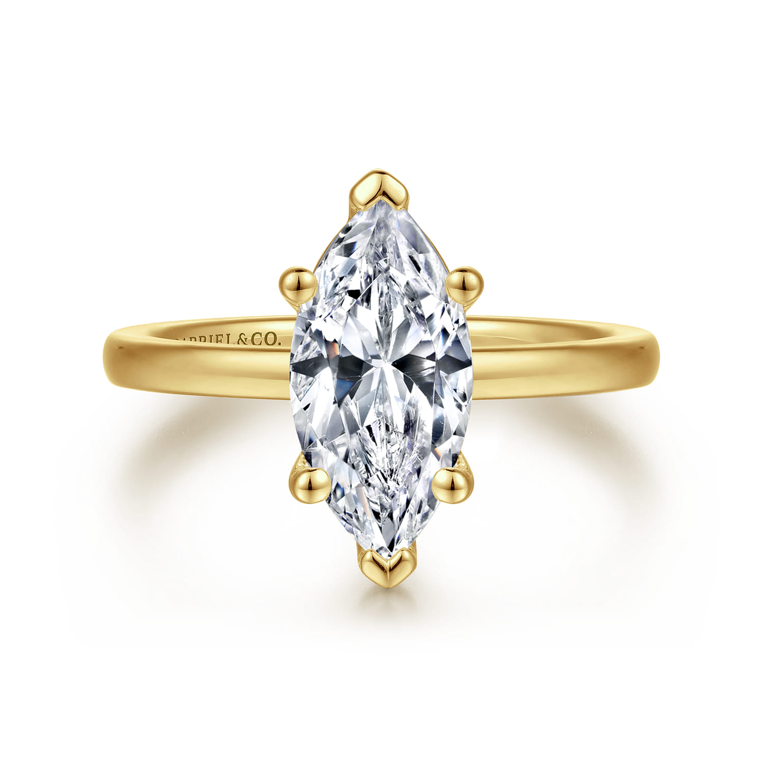 Paula - 14K Yellow Gold Marquise Shape Diamond Engagement Ring - Shot 1