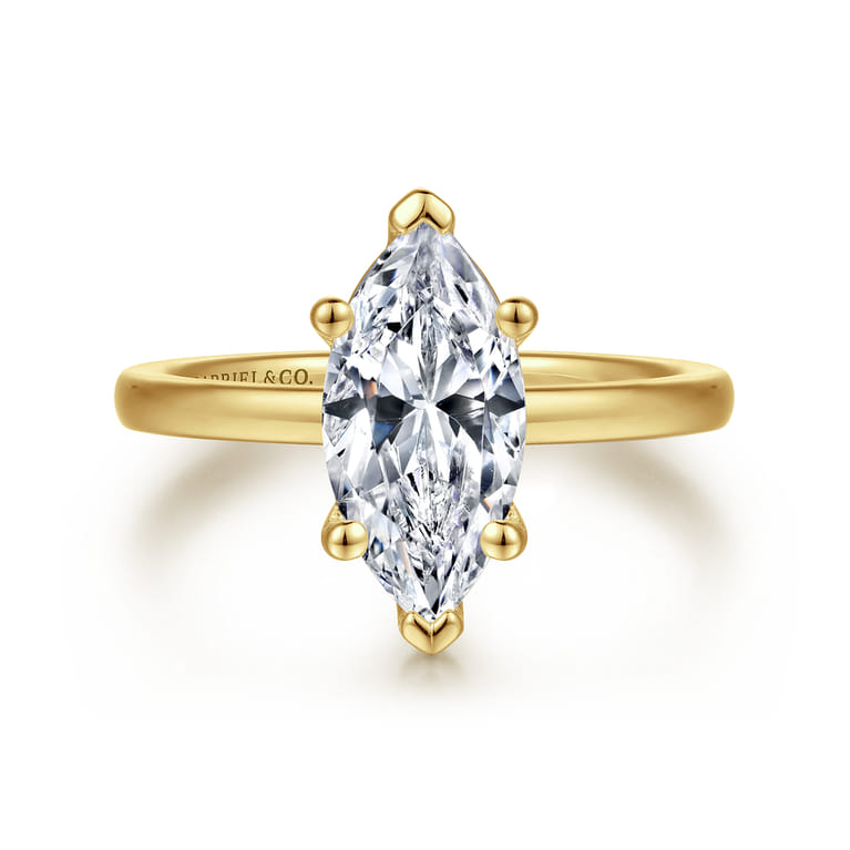 Paula - 14K Yellow Gold Marquise Shape Diamond Engagement Ring - Shot 1