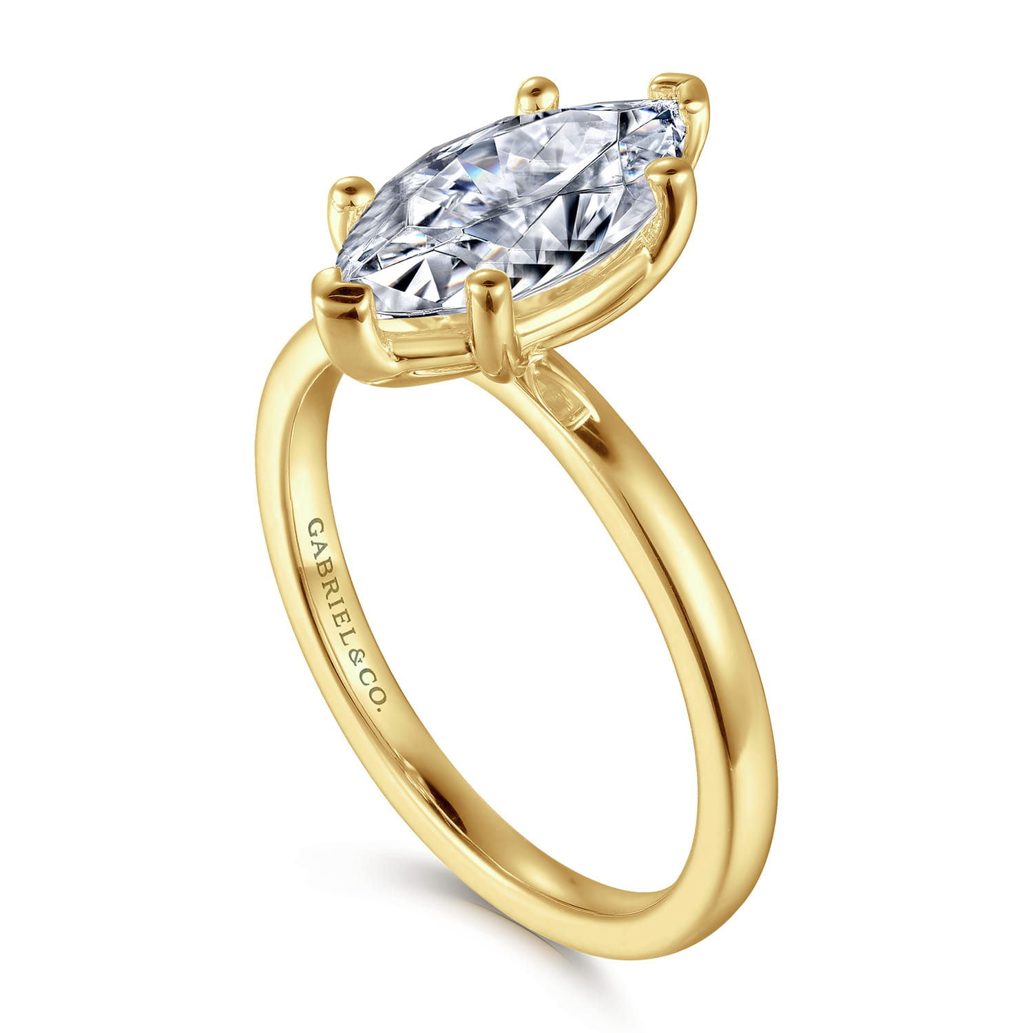 Paula - 14K Yellow Gold Marquise Shape Diamond Engagement Ring - Shot 3
