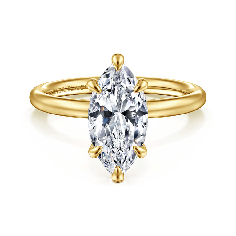 Lark - 14K Yellow Gold Marquise Shape Solitaire Engagement Ring - Shot 1