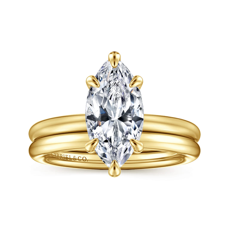 Lark - 14K Yellow Gold Marquise Shape Solitaire Engagement Ring - Shot 4