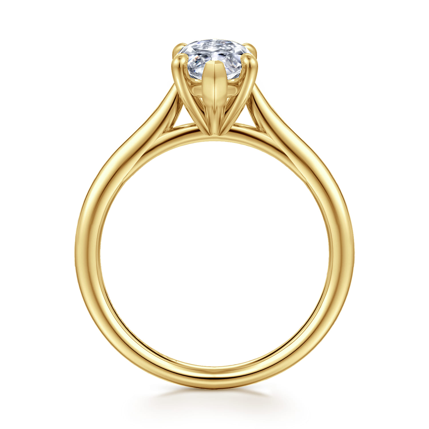 Bena - 14K Yellow Gold Marquise Shape Solitaire Diamond Engagement Ring - Shot 2