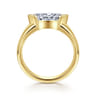 Bara - 14K Yellow Gold Half Bezel East West Marquise Shape Diamond Engagement Ring