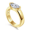 Bara - 14K Yellow Gold Half Bezel East West Marquise Shape Diamond Engagement Ring