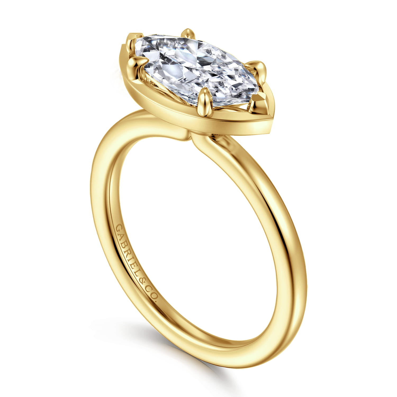 Linen - 14K Yellow Gold Marquise Shape Diamond Engagement Ring - Shot 3