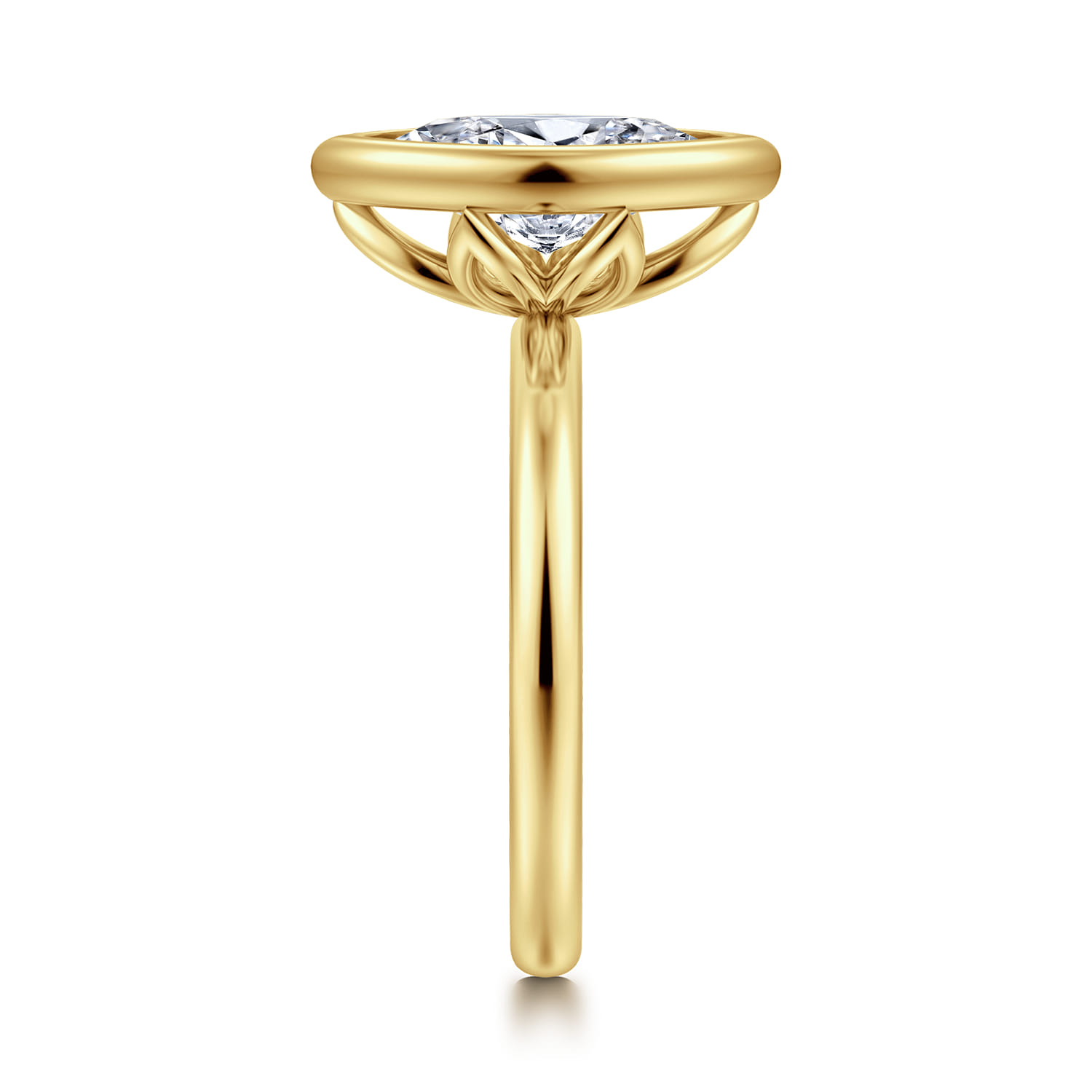 Linny - 14K Yellow Gold Marquise Shape Bezel Set Diamond Engagement Ring - Shot 4