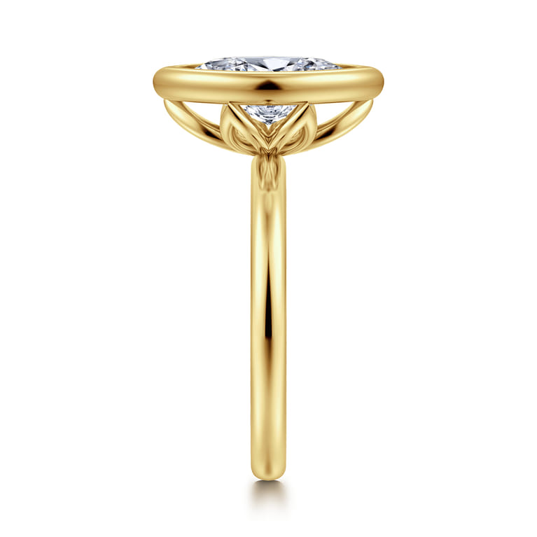 Linny - 14K Yellow Gold Marquise Shape Bezel Set Diamond Engagement Ring - Shot 4
