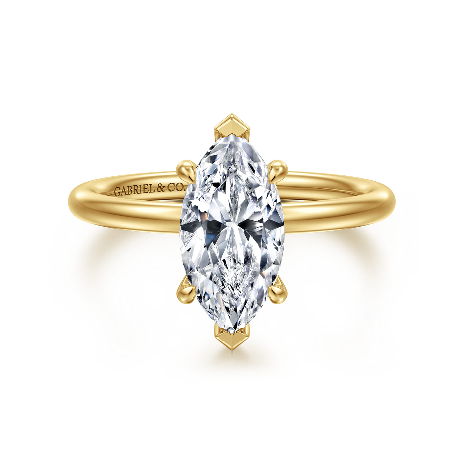 Tiana - 14K Yellow Gold Marquise Shape Solitaire Diamond Engagement Ring - Shot 1