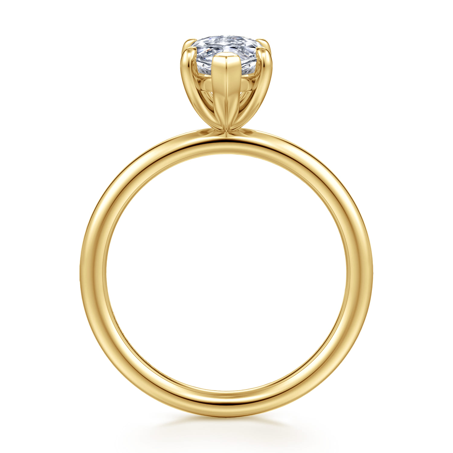 Tiana - 14K Yellow Gold Marquise Shape Solitaire Diamond Engagement Ring - Shot 2