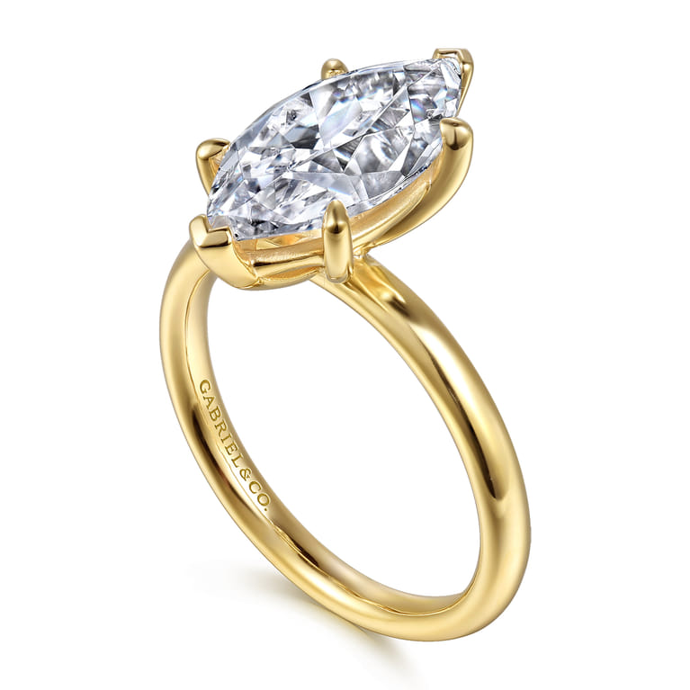Unite - 14K Yellow Gold Marquise Shape Solitaire Diamond Engagement Ring - Shot 3