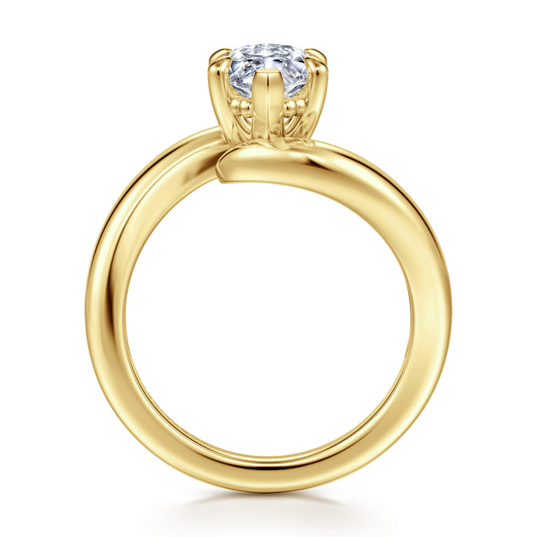 Bettie - 14K Yellow Gold Bypass Marquise Shape Diamond Engagement Ring - Shot 2