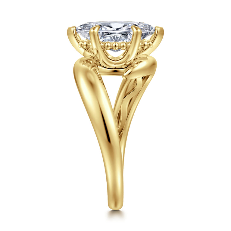 Bettie - 14K Yellow Gold Bypass Marquise Shape Diamond Engagement Ring - Shot 4