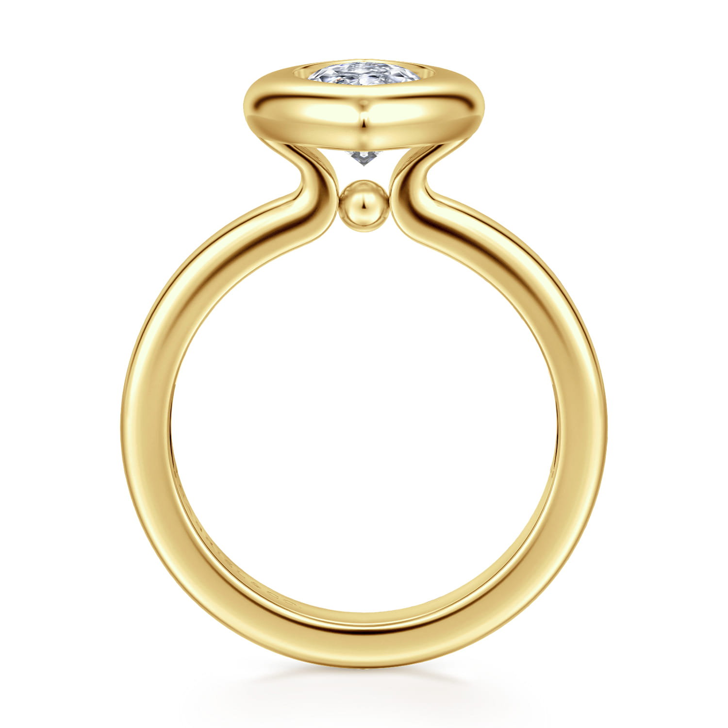 Pauline - 14K Yellow Gold Bezel Set Marquise Shape Diamond Engagement Ring - Shot 2