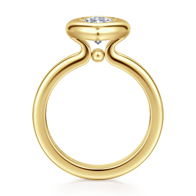 Pauline - 14K Yellow Gold Bezel Set Marquise Shape Diamond Engagement Ring - Shot 2