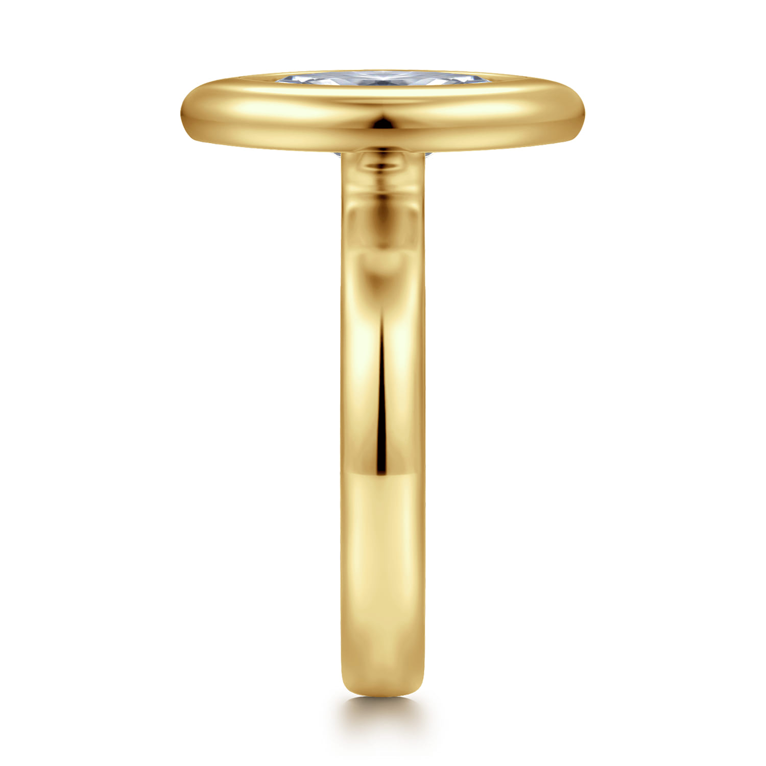 Pauline - 14K Yellow Gold Bezel Set Marquise Shape Diamond Engagement Ring - Shot 3