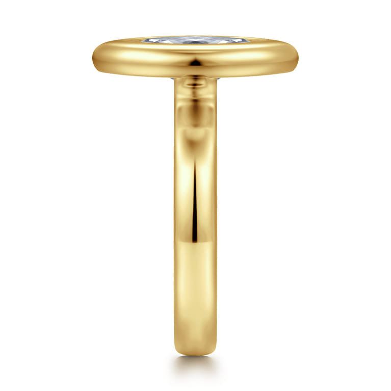 Pauline - 14K Yellow Gold Bezel Set Marquise Shape Diamond Engagement Ring - Shot 3