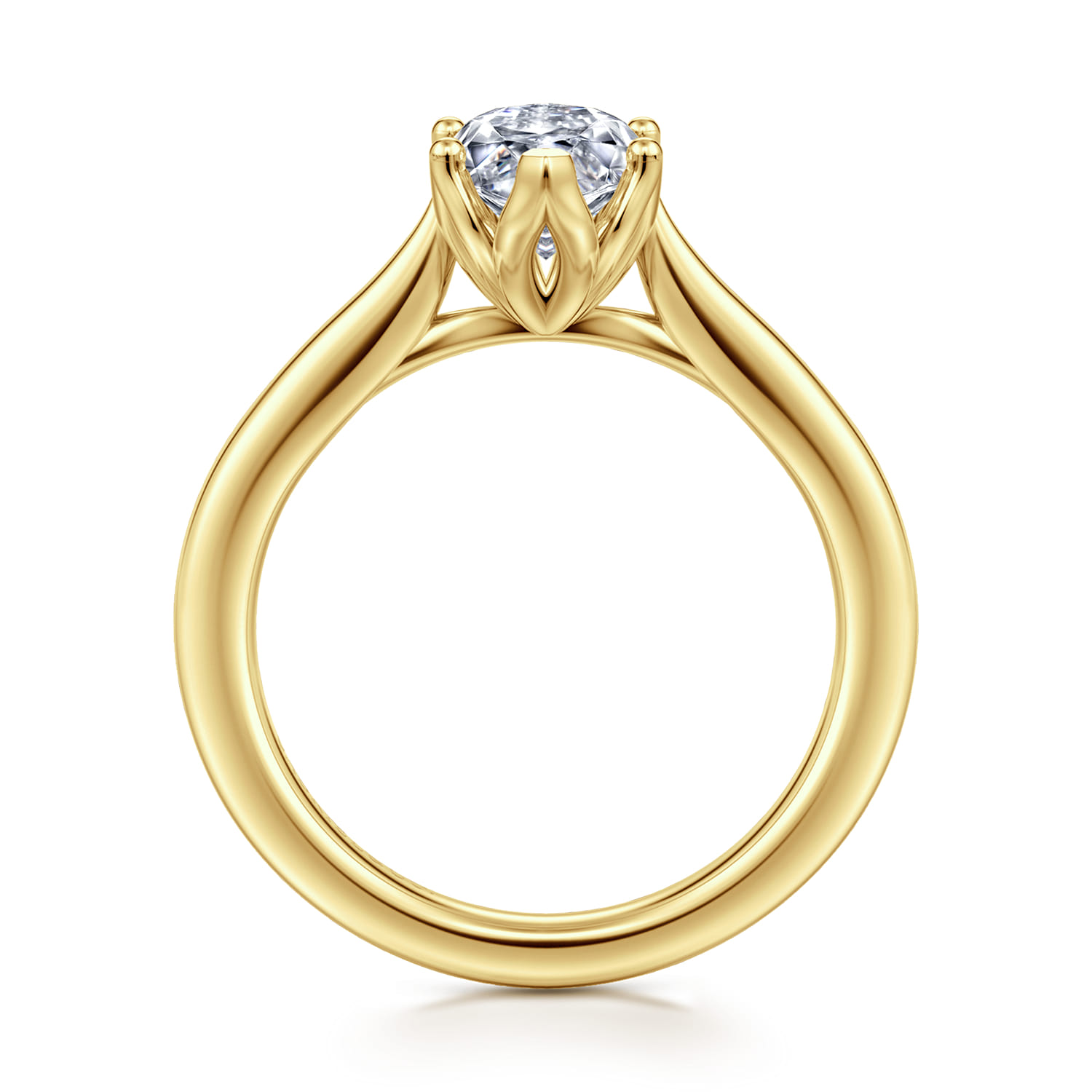 Nola - 14K Yellow Gold Marquise Shape Lotus Diamond Engagement Ring - Shot 2