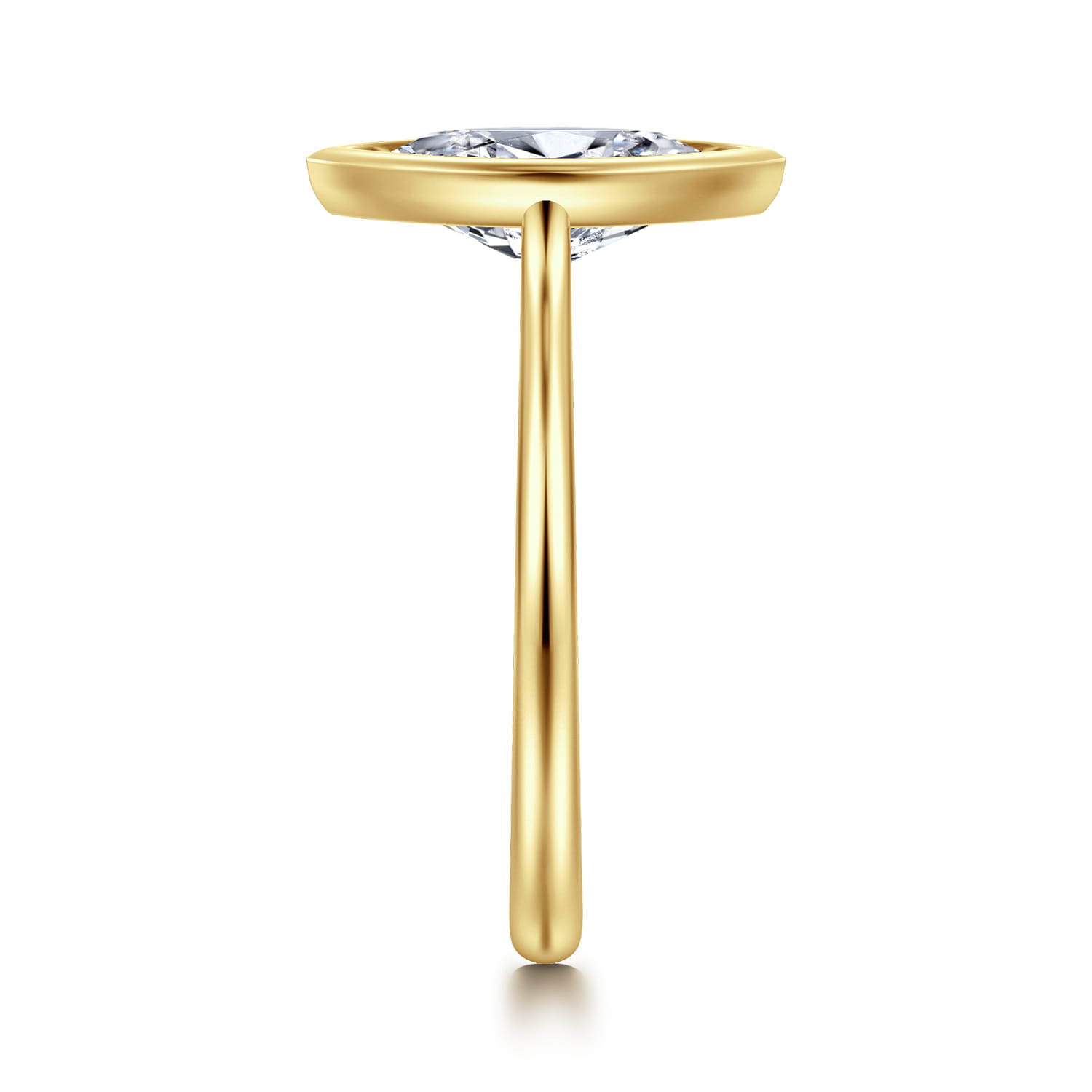 Brooke - 14K Yellow Gold Marquise Cut Bezel Set Solitaire Diamond Engagement Ring - Shot 4