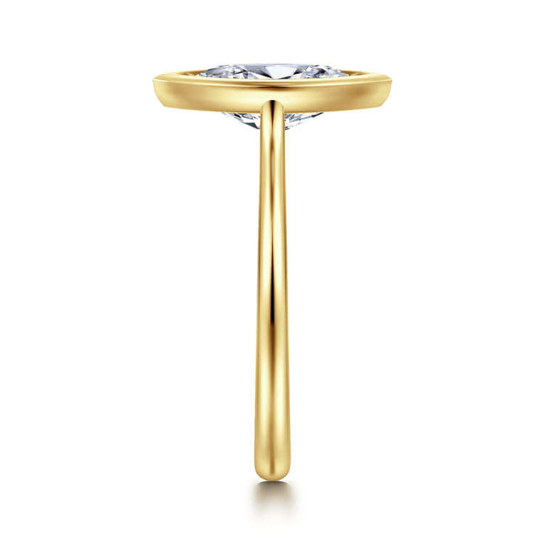 Brooke - 14K Yellow Gold Marquise Cut Bezel Set Solitaire Diamond Engagement Ring - Shot 4