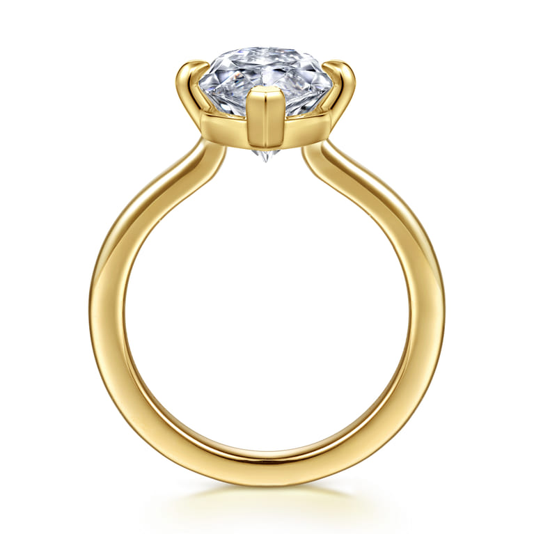 Lou - 14K Yellow Gold Marquise Shape Solitaire Diamond Engagement Ring - Shot 2