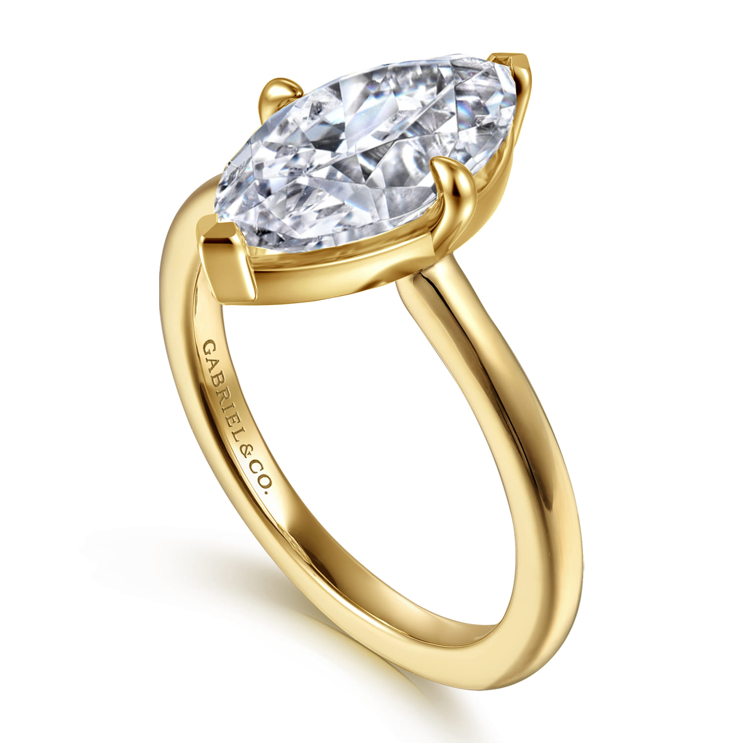 Lou - 14K Yellow Gold Marquise Shape Solitaire Diamond Engagement Ring - Shot 3
