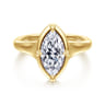 Elsa - 14K Yellow Gold Compass Bezel Prong Marquise Shape Solitaire Diamond Engagement Ring