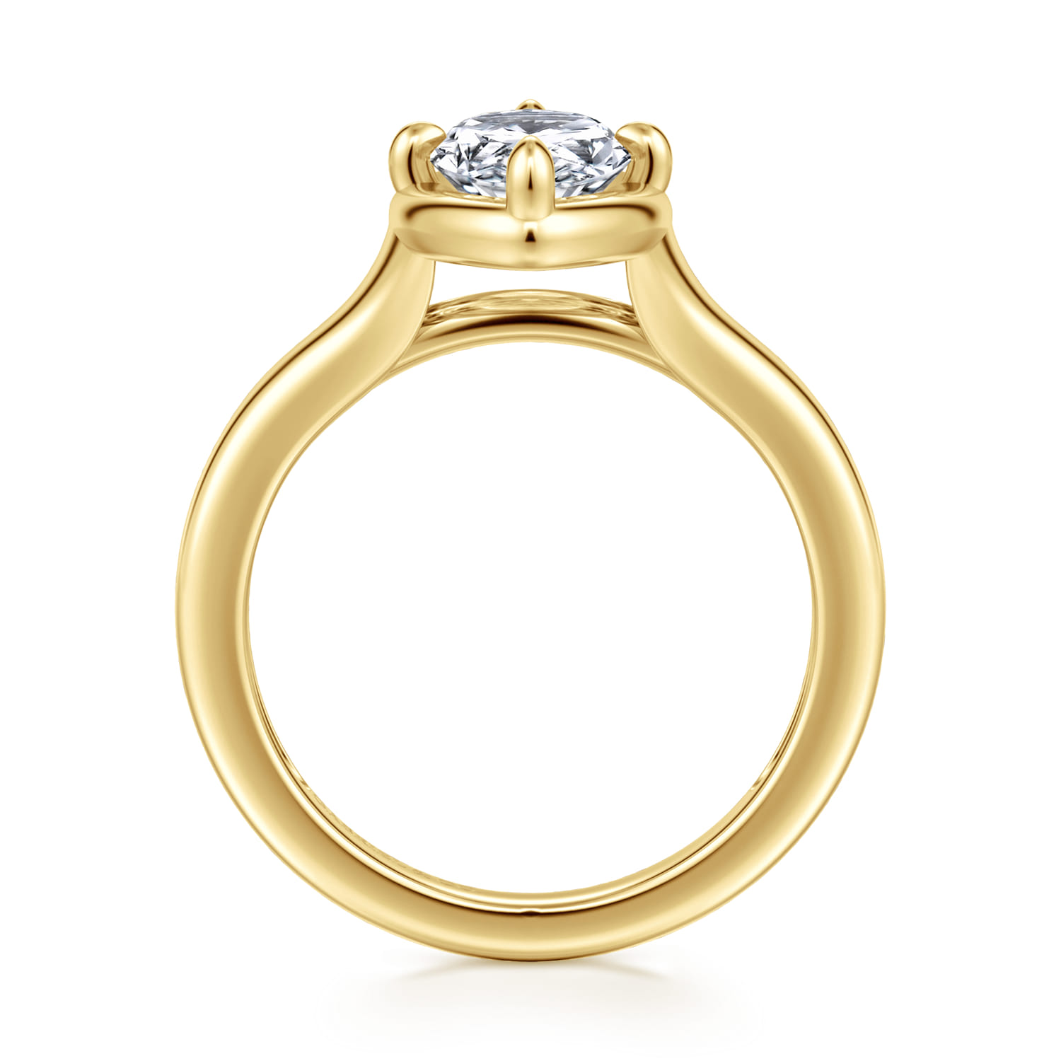 Elsa - 14K Yellow Gold Compass Bezel Prong Marquise Shape Solitaire Diamond Engagement Ring - Shot 2