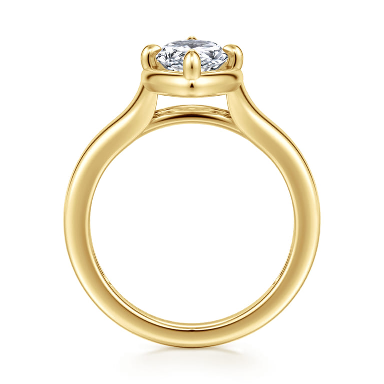 Elsa - 14K Yellow Gold Compass Bezel Prong Marquise Shape Solitaire Diamond Engagement Ring - Shot 2
