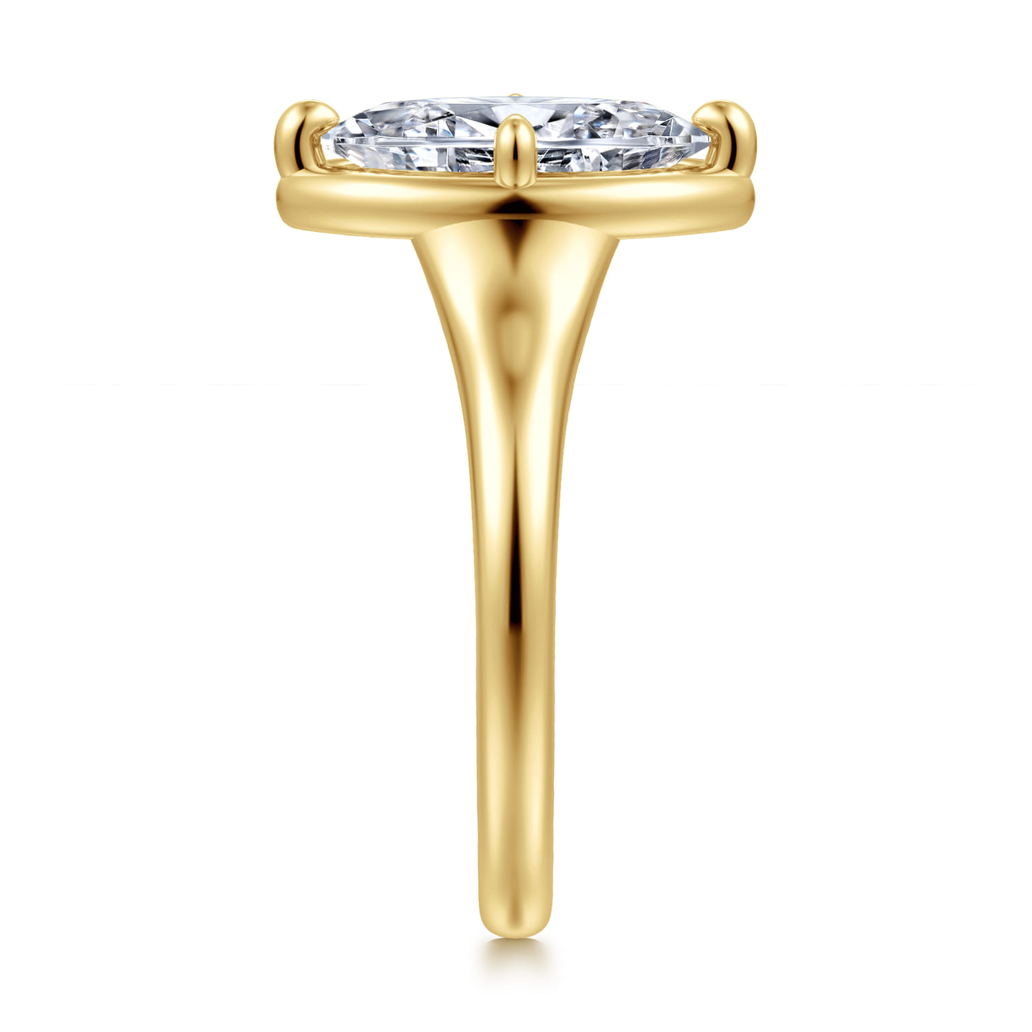 Elsa - 14K Yellow Gold Compass Bezel Prong Marquise Shape Solitaire Diamond Engagement Ring - Shot 4