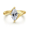 Rosette - 14K Yellow Gold Compass Prong Bypass Marquise Shape Diamond Engagement Ring
