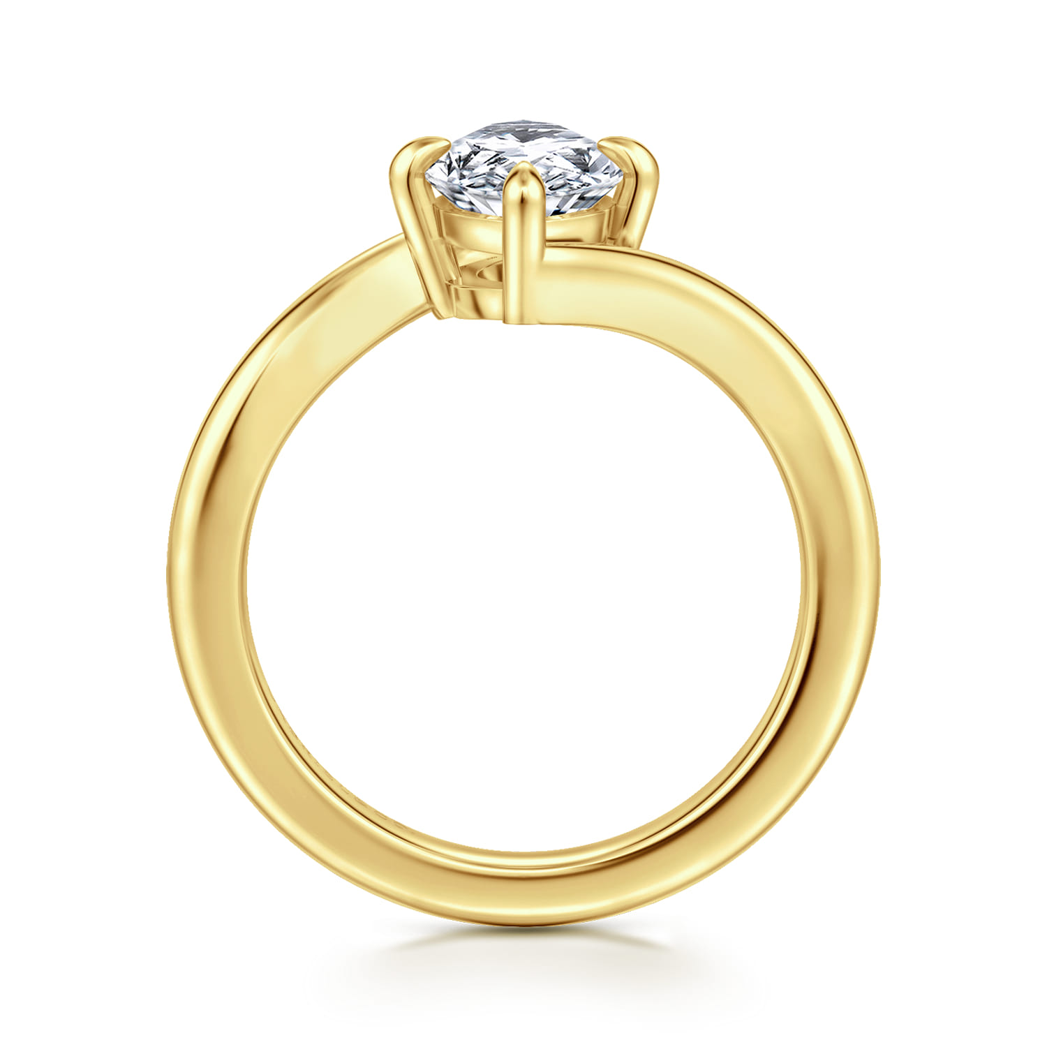 Rosette - 14K Yellow Gold Compass Prong Bypass Marquise Shape Diamond Engagement Ring - Shot 2