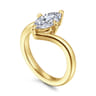 Rosette - 14K Yellow Gold Compass Prong Bypass Marquise Shape Diamond Engagement Ring